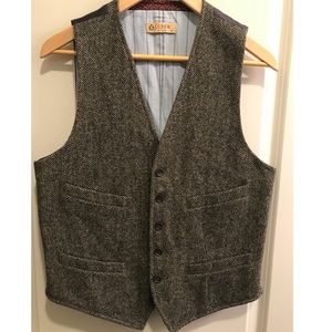 J Crew Men’s Suit Vest Brown Herringbone Size S